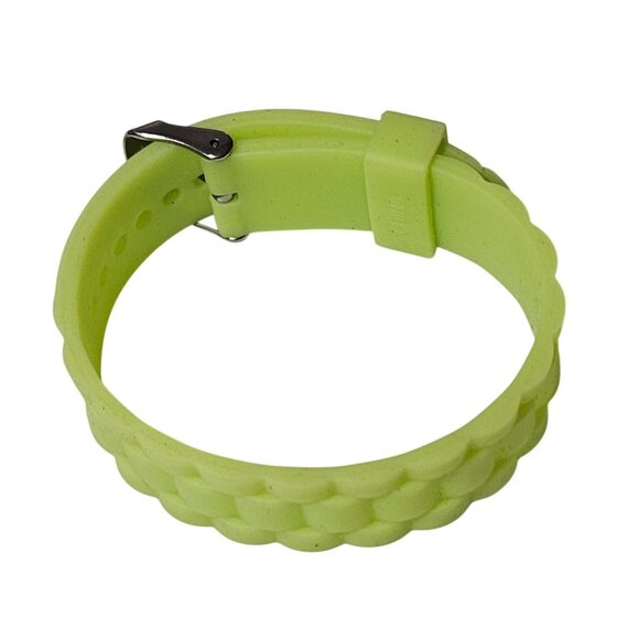 Retro Minimalist Neon Green Silicone Watch Band Textured Design 80s 90s Fashion - Picture 3 of 5